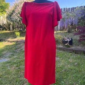 Lauren Ralph Lauren Crepe Off-the-Shoulder Cocktail Dress - Lipstick Red SIZE 12